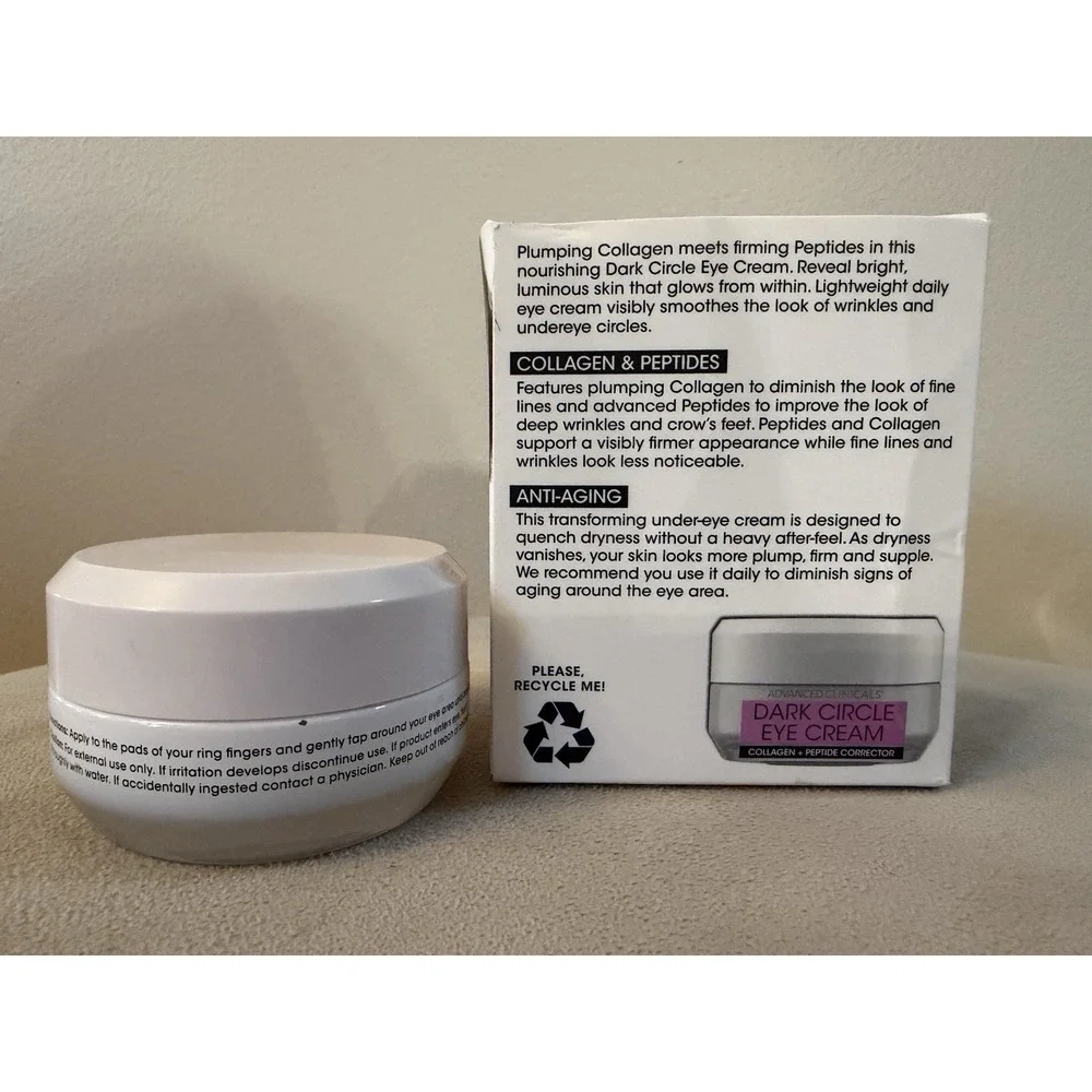 Advanced Clinicals Eye Cream Collagen Peptides Anti-Aging Dark Circles 1‎ fl oz